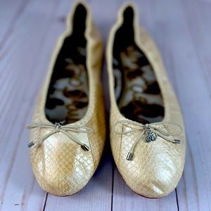 Sam Edelman Gold Flats with Bow Detail